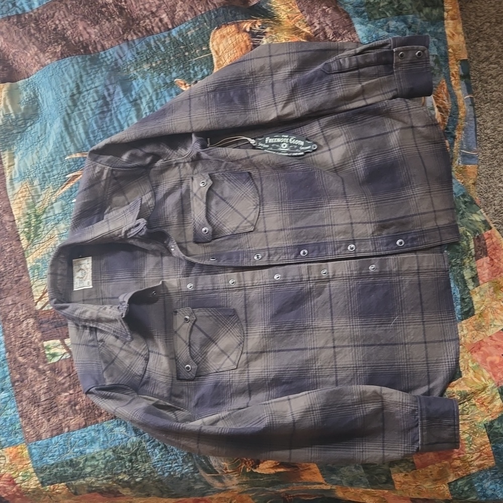 Freenote Modern Western Jacket, Size Large, Brown plaid flannel